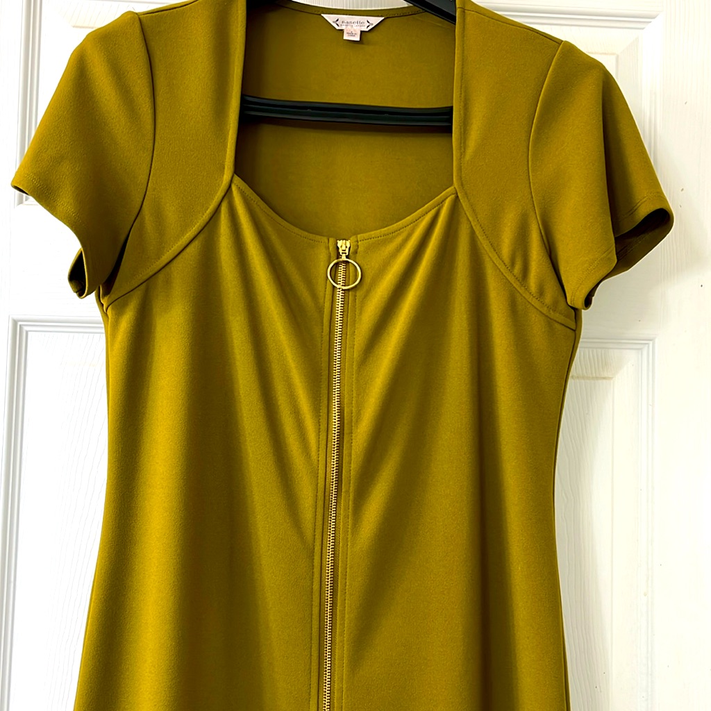 Nwt Nanette Lepore Women's Square Neck Short Sleeve Dress - Front Facing Zipper